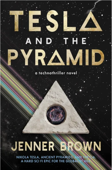 First Photoshop cover design iteration for Tesla and the Pyramid
