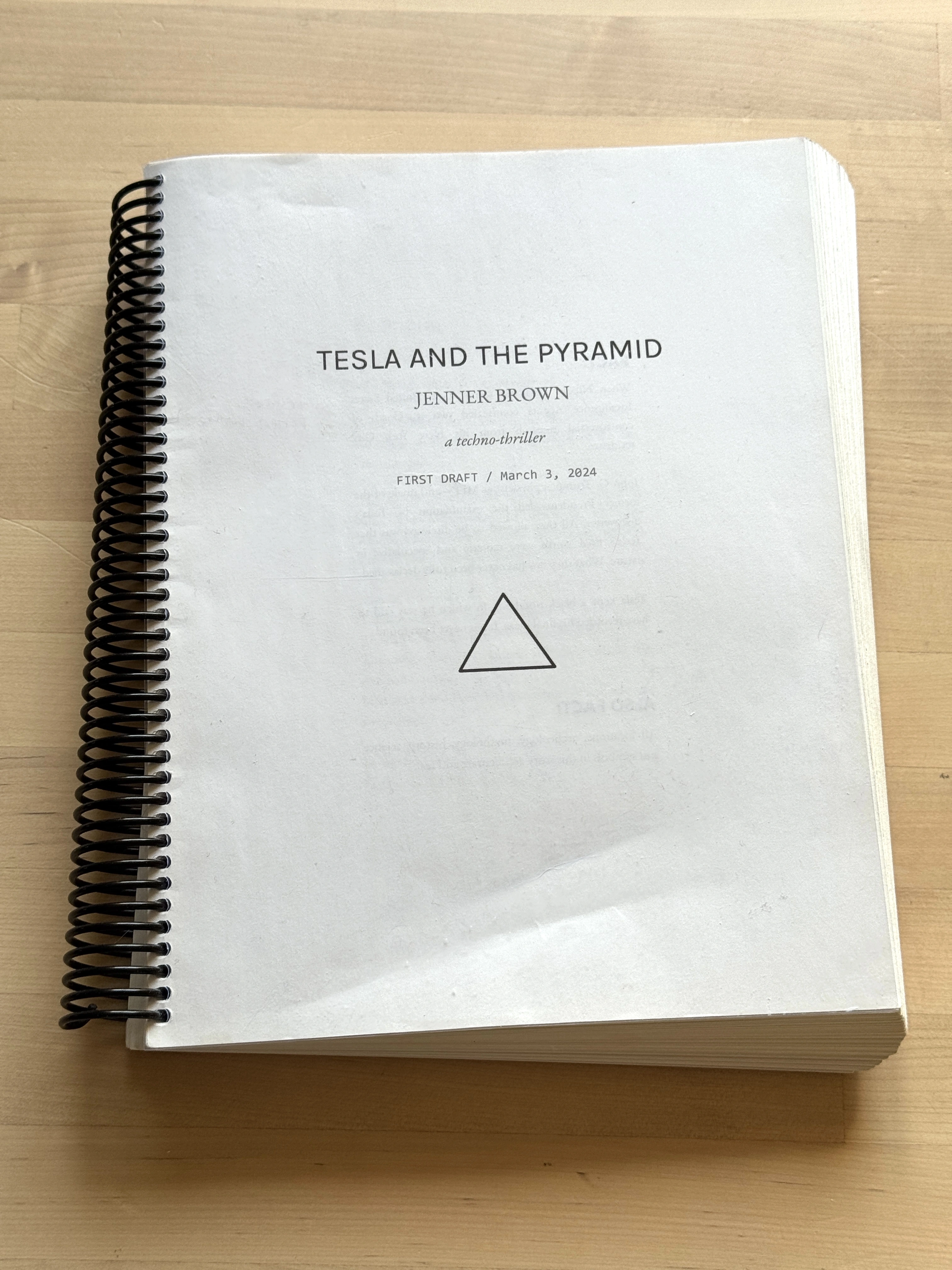 Cover of the spiral-bound First Draft notebook