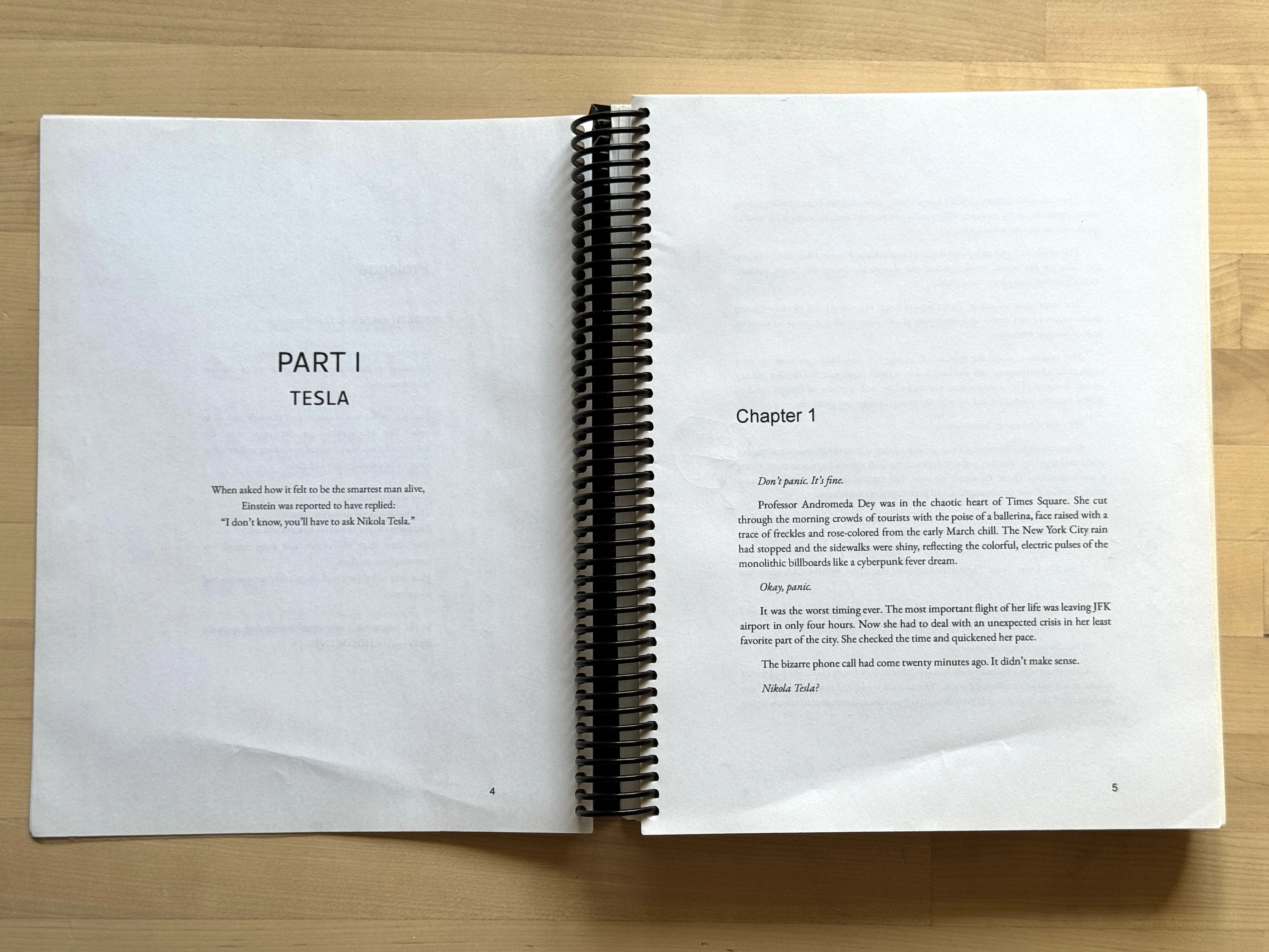 First-draft Chapter 1 opening, notebook pages 4 and 5