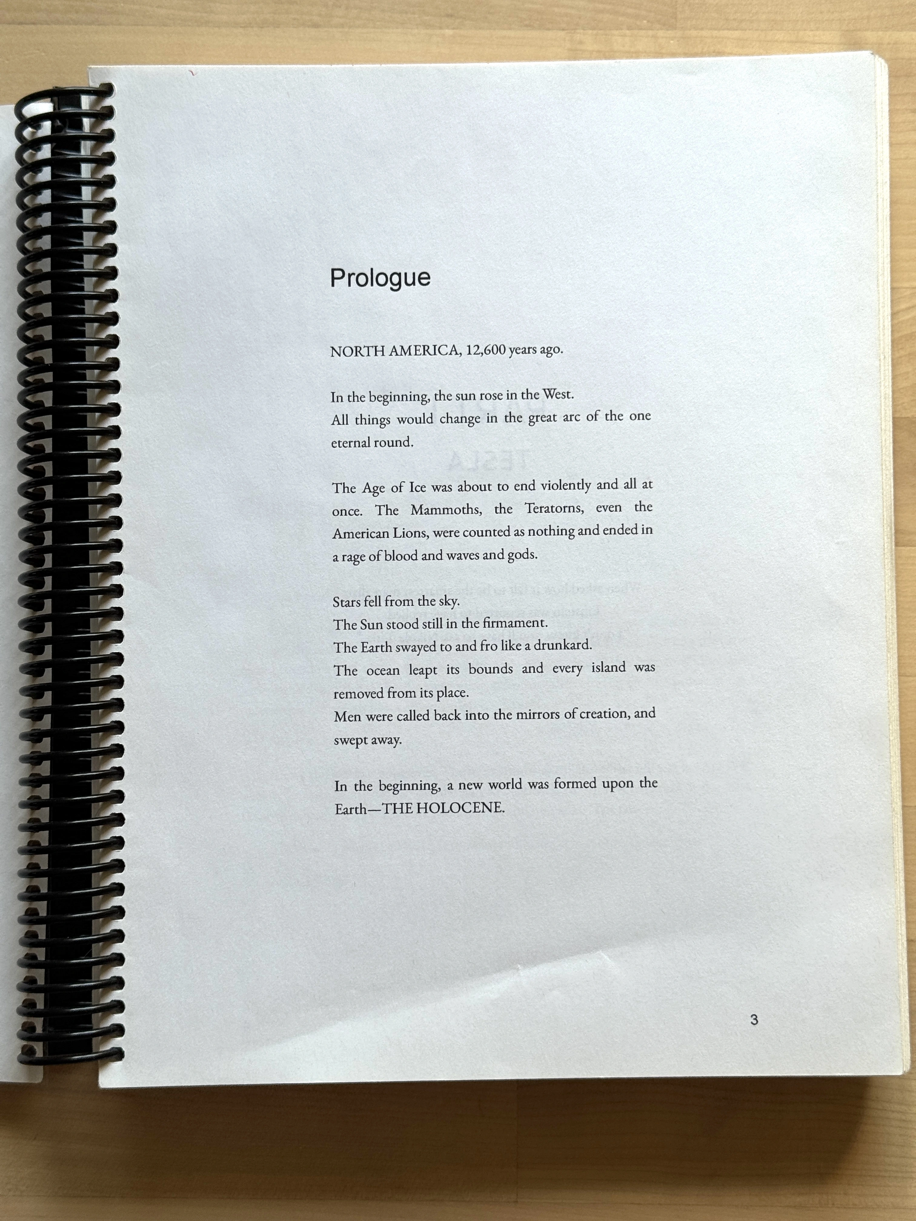 Original prologue from the printed working manuscript